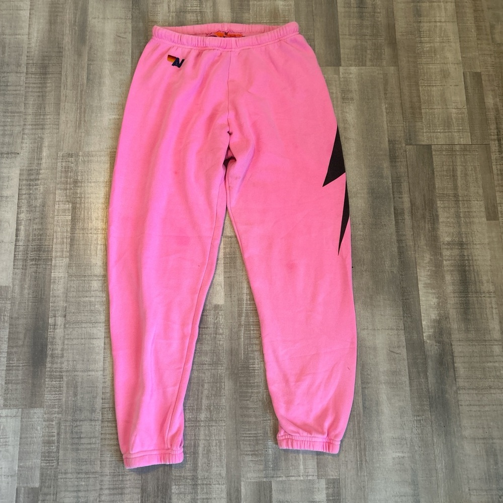 Pink lightning bolt Aviator Nation Sweatpants